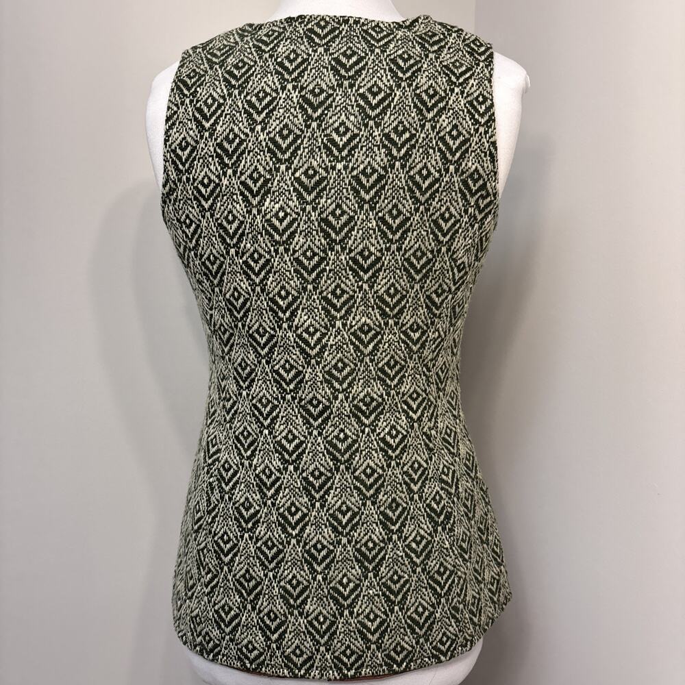 Vintage 70s Bobbie Brooks Wool Vest Green Woven Geometric Boho Hippie Waistcoat - Picture 2 of 16